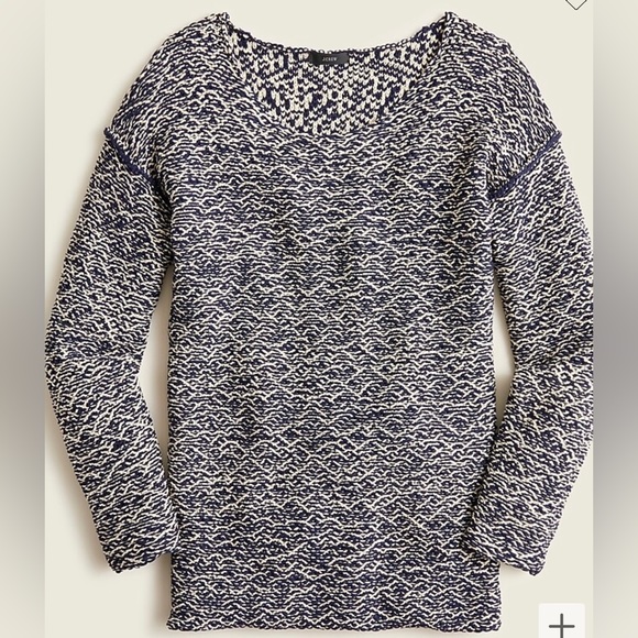 J. Crew Relaxed Wide Neck Knit Sweater Navy Pebble Large - Picture 3 of 7